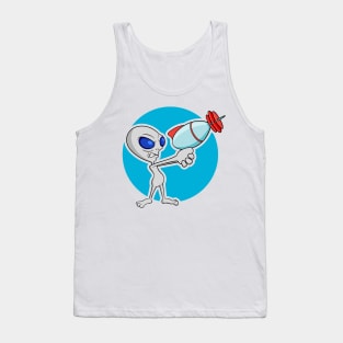 Little grey guy with a big ray gun Tank Top